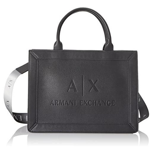 Armani Exchange layla, big front logo, zipped, internal pocket, tote donna, nero