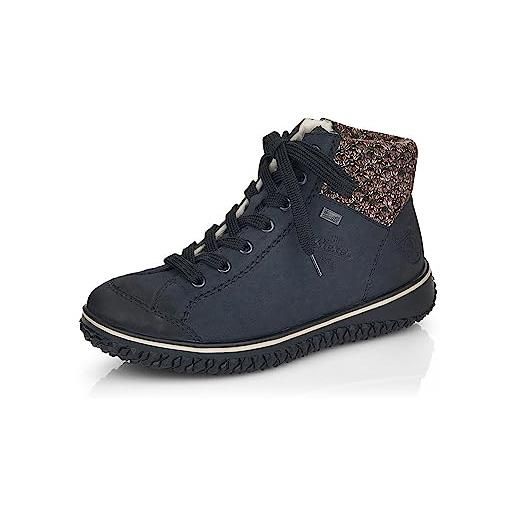 Rieker donna sneaker z4243, signora sneaker basse, idrorepellente, riekertex, scarpa da strada, scarpe allacciate, blu (blau kombi / 14), 41 eu / 7.5 uk