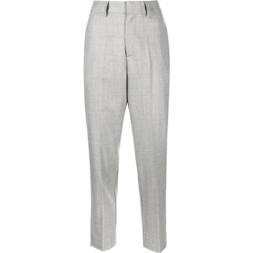 P.A.R.O.S.H. pantaloni crop a vita alta - grigio