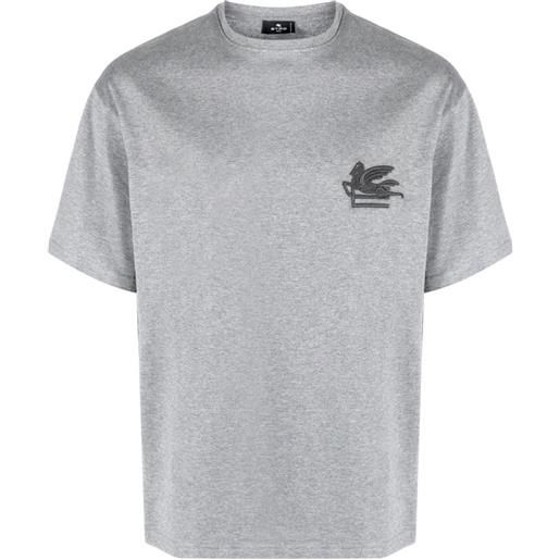 ETRO t-shirt con ricamo pegaso - grigio