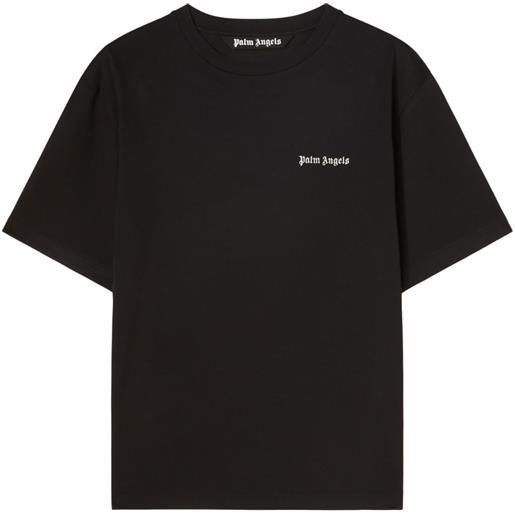 Palm Angels t-shirt girocollo con ricamo - nero