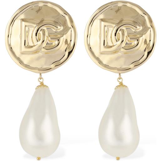 DOLCE & GABBANA orecchini a clip dg con perle d'imitazione