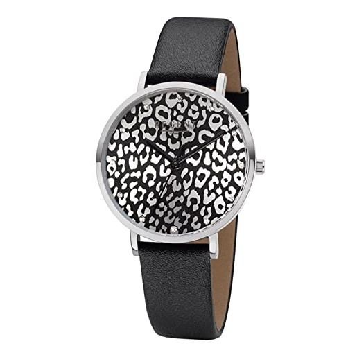REGENT orologio da donna con cinturino in similpelle al quarzo, diametro 36 mm, con strass, stampa animale, in diverse varianti, leopardo