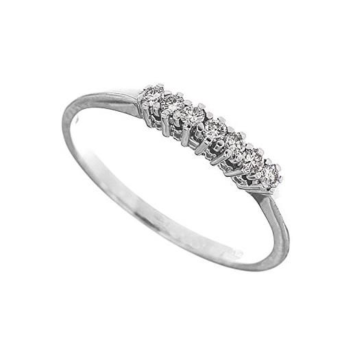 Preziosionline anello veretta riviera in oro bianco 18 kt diamanti taglio brillante complessivi carati 0,13 colore g taglio excellent misura 16
