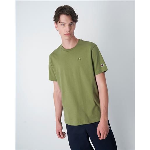 Champion t-shirt girocollo in jersey con c-logo tono su tono verde uomo
