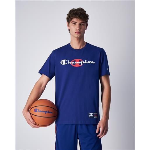 Champion basket t-shirt girocollo blu uomo