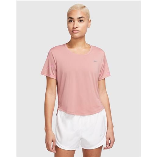 Nike t-shirt crop dri-fit swoosh rosa donna