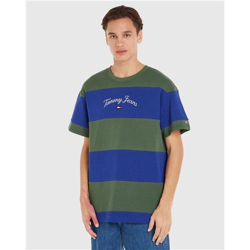 Tommy Hilfiger t-shirt relaxed colorblock serif blu uomo