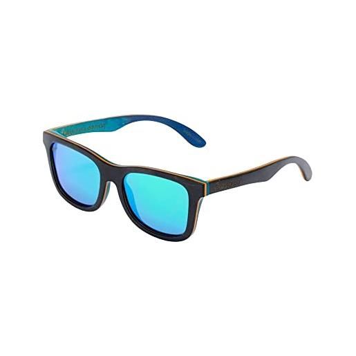 Copaiba occhiali da sole polarizzati - collezione california - modello unisex - protezione dai raggi ultravioletti - lenti con trattamento antiriflesso - fatti a mano - colore nero verde