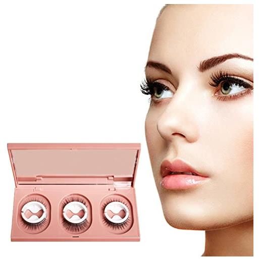 Lifuncren 3 paia ciglia finte autoadesive riutilizzabili non richiede colla o eyeliner per ciglia autoadesive facili da indossare 3d ciglia finte impermeabili naturali per donne (wh-3)