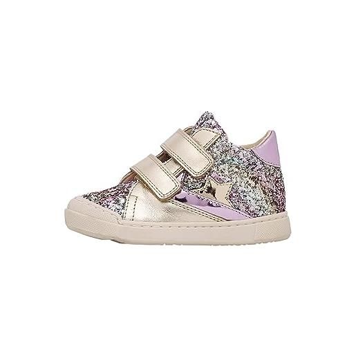 Naturino beeri vl-sneakers in pelle e glitter, platino 24