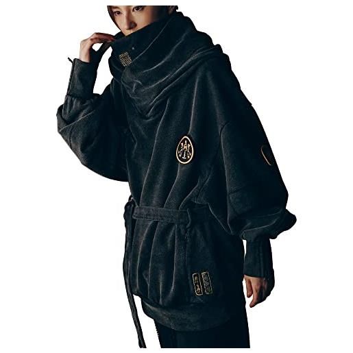 XYXIONGMAO felpa con cappuccio da uomo nera futuristic techwear cyberpunk streetwear giapponese hip hop kanji designer baggy, nero, x-large