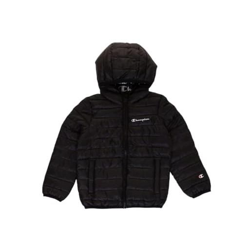 Champion legacy outdoor light hooded giacca imbottita, nero, 5-6 anni unisex-bambini e ragazzi