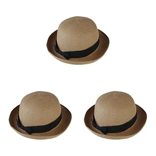 SOIMISS cappello da sole straw hat 3 pezzi cielo da -up cupola da da bombetta moda femminile cappelli da sole per ragazze sky-up da da per pieghevole ragazza paglia estate