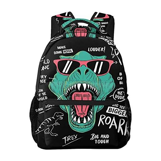 FJAUOQ zaini per bambini dinosaur with cool slogans kids backpacks large-capacity school bags 16 inch portable laptop bookbag casual backpack for 1th- 6th grade boys and girls
