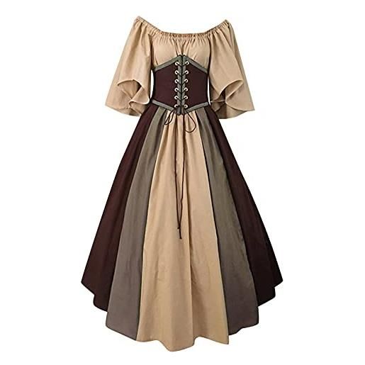 Keerlonno vestito medievale donna halloween donna dama medievale donna 2023 abito lungo abito da donna vintage retrò gotico manica lunga con cappuccio