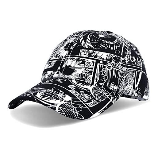Roffatide anime one piece luffy berretto da baseball nero regolabile graffiti hip-hop cappello da baseball k-pop snapback hat per uomo donna
