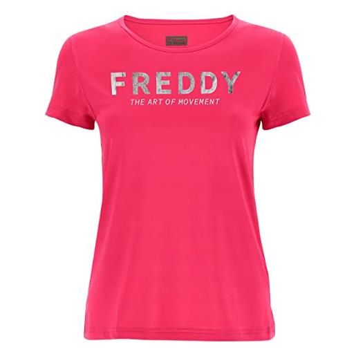 FREDDY - t-shirt in tessuto tecnico traspirante riciclato con stampa, donna, giallo, small