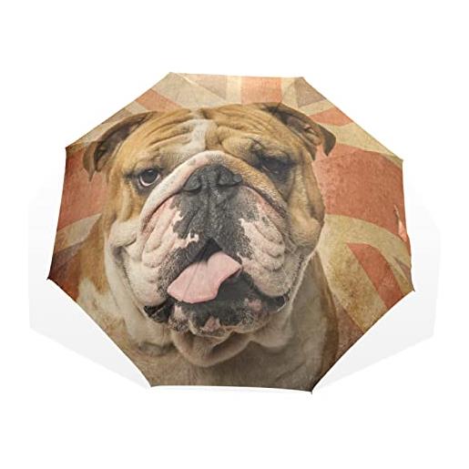 TropicalLife ombrello inglese bulldog animale cane antivento 3 piegare ombrello per donne uomini ragazze ragazzi unisex ultraleggero viaggio outdoor ombrello comp