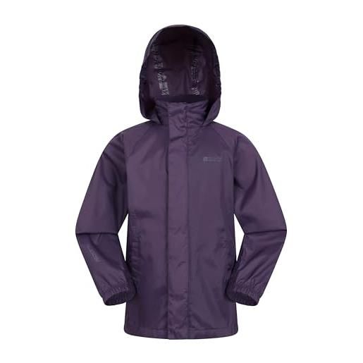 Mountain Warehouse pakka giacca impermeabile da bambino da montagna leggera, giacca a vento da bambina antipioggia, giacca ripiegabile traspirante con tasche da viaggio blu scuro, 2-3 anni