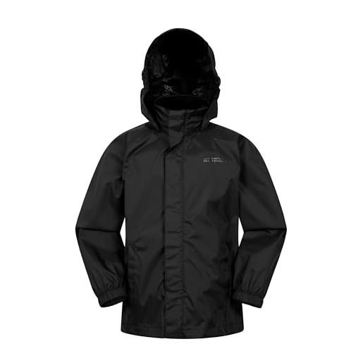 Mountain Warehouse pakka giacca impermeabile da bambino da montagna leggera, giacca a vento da bambina antipioggia, giacca ripiegabile traspirante con tasche da viaggio blu scuro, 13 anni