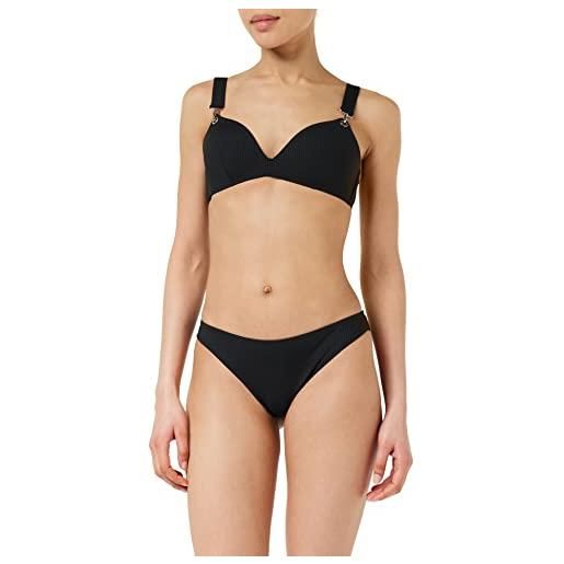 Emporio Armani bikini brasiliano da donna a coste in lycra set, nero, s
