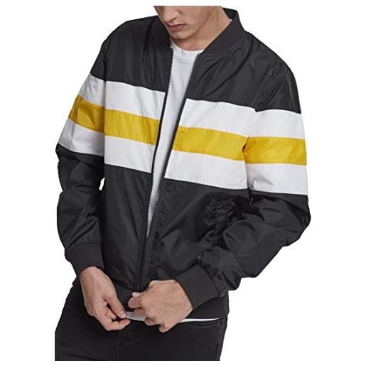Urban Classics giacca in nylon a righe, multicolore (black/white/chrome yellow 01302), l uomo