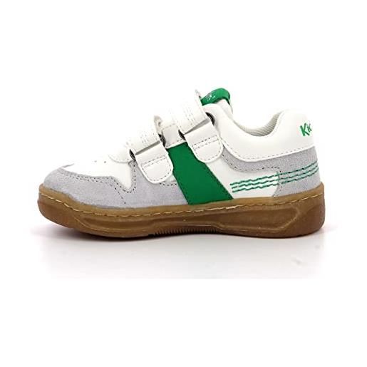 Kickers kalido, scarpe da ginnastica unisex-bambini, blanc gris vert, 31 eu