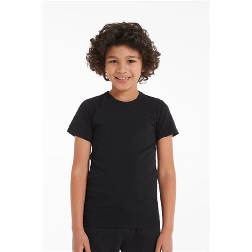 Tezenis t-shirt basic girocollo in cotone elasticizzato bimbi unisex unisex nero