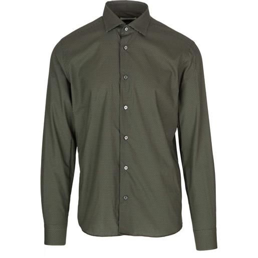 MASTRICAMICIAI | camicia luca cotone micro pattern verde