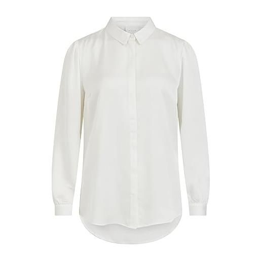 Vila viellette satin l/s shirt/su-noos camicia da donna, bianco, 40