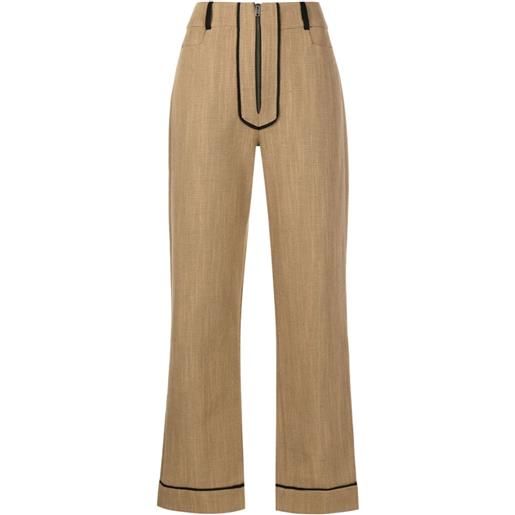 Isolda susan fine-check cropped trousers - marrone