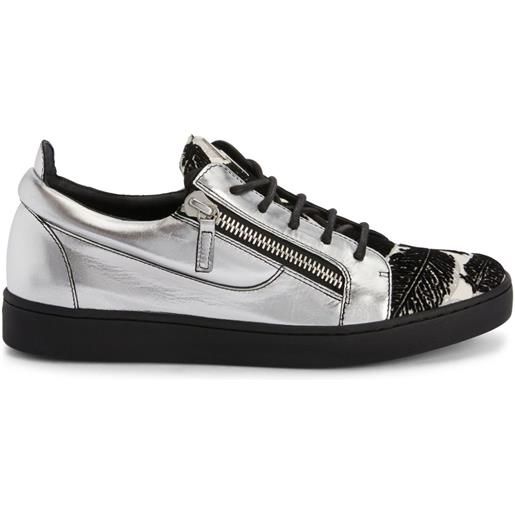 Giuseppe Zanotti sneakers frankie con doppia zip - argento