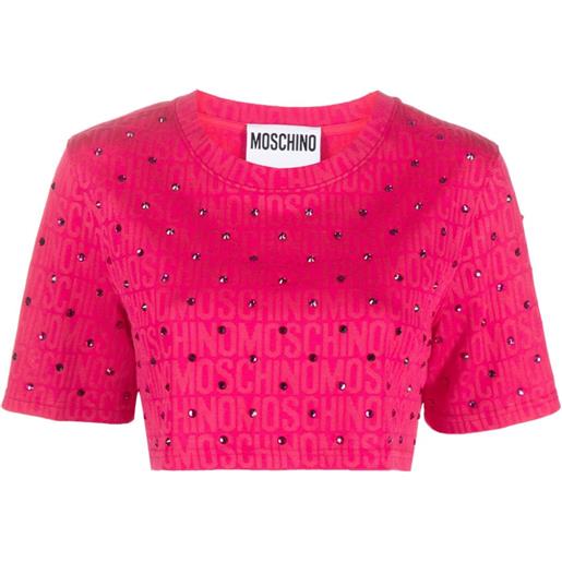 Moschino t-shirt crop con stampa - rosa