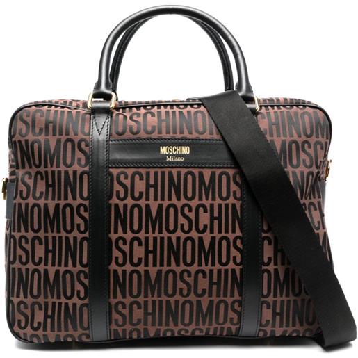 Moschino borsa porta pc con monogramma - marrone