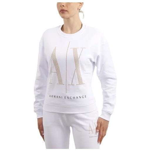 Armani Exchange studded icon maglia di tuta, donna, bianco, xs