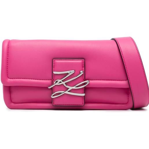 Karl Lagerfeld borsa a tracolla con placca autograph - rosa