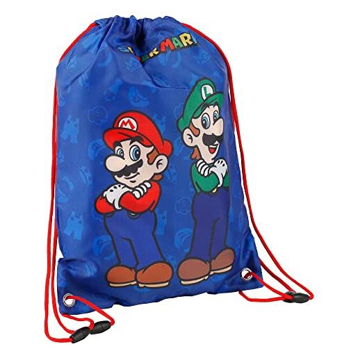 Toy Bags borsa per il pranzo di super mario e luigi - tessuto traspirante e resistente - spallacci di corda - offre grande capienza - ideale per il peso leggero - 29 x 40 cm - toybags