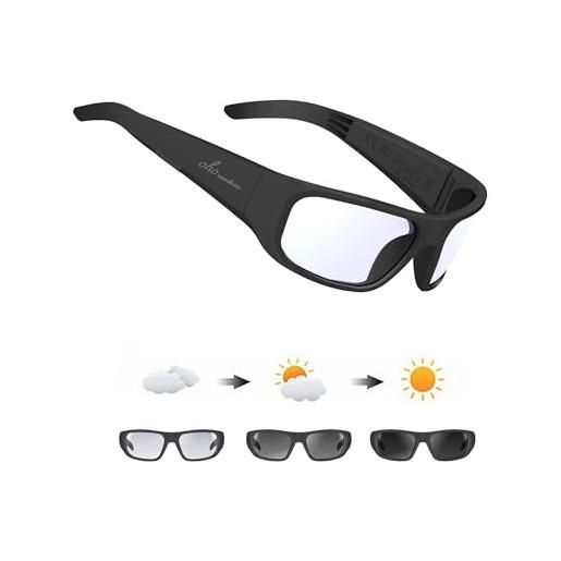 OhO sunshine occhiali da sole audio, occhiali da sole senza fili con lenti di sicurezza polarizzate uv400, design unisex, per tutte le edizioni di smart phone (nero)