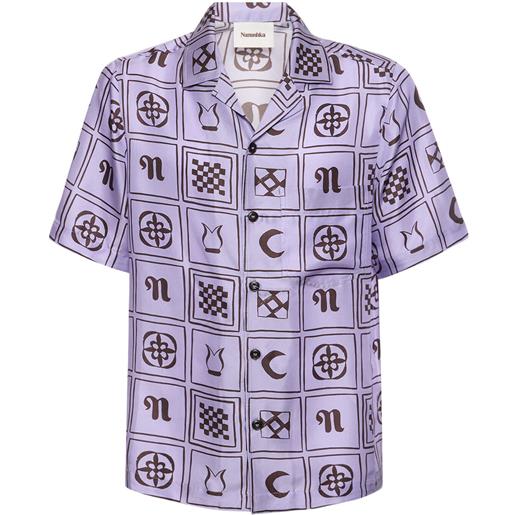 NANUSHKA camicia bowling in twill di seta stampata