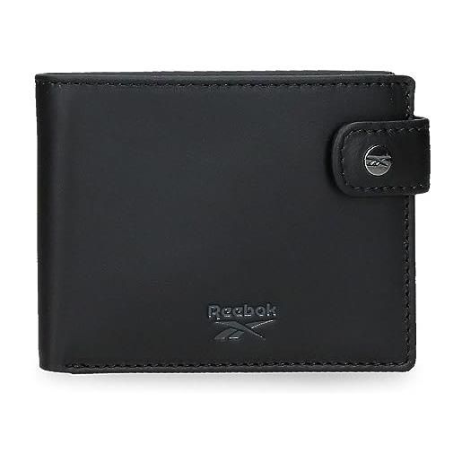 Reebok switch portafoglio orizzontale con chiusura a scatto nero 11x8,5x1 cm pelle, nero, taglia unica, portafoglio orizzontale con chiusura a clic