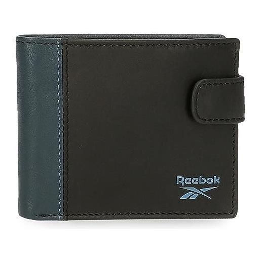 Reebok division portafoglio orizzontale con chiusura a click, taglia unica, nero, taglia unica, portafoglio orizzontale con chiusura a clic