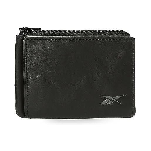 Reebok club portamonete con porta carte di credito nero 11x7x1,5 cm pelle, nero, taglia unica, portafoglio con porta carte di credito