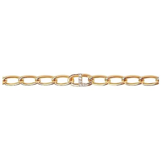 P D PAOLA pdpaola letter bracelet bracciale a maglie lettera oro (19, l), onesize, argento sterling, zirconia cubica