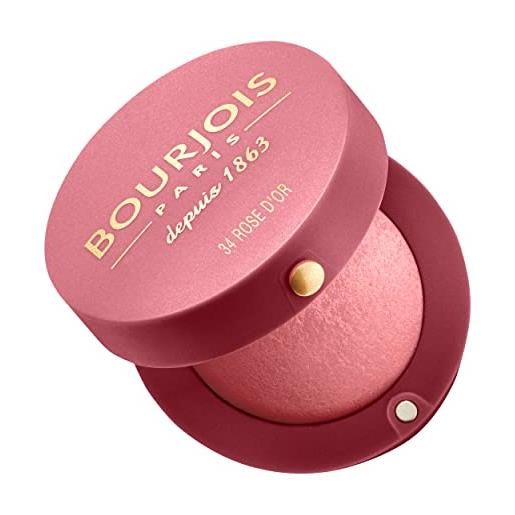 Bourjois little round pot blush, fard illuminante compatto in polvere, texture leggera, 34 rose d'or, 2.5 g