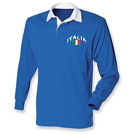 Supportershop polo rugby ls italia, bambini, 5060672803106, blu, fr: s (taille fabricant: 5-6 ans)