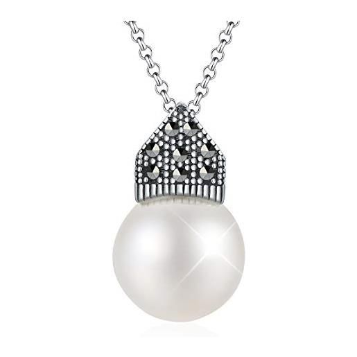 Springlight ✦ regalo san valentino collana donna in argento sterling s925 con perla conchiglia collana con ciondolo con perla bianca gioielli donna regalo donna. 