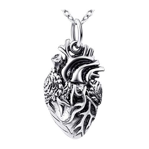 Serebra Jewelry cuore anatomico ciandolo con collana in argento 925 | regalo perfetto per infermieri, medici, studenti, nerds | by serebra jewerly