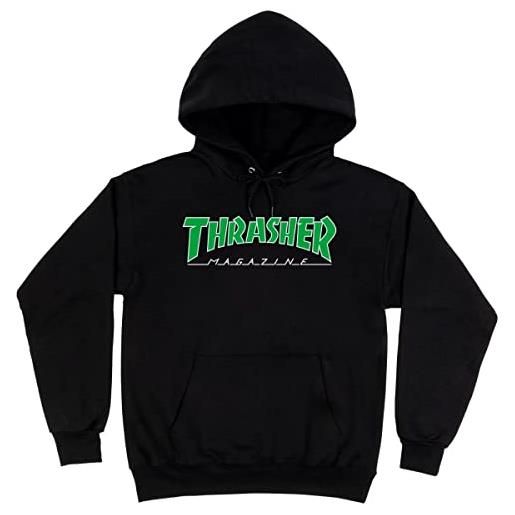 Thrasher felpa da uomo con cappuccio, nero/verde. , x-large
