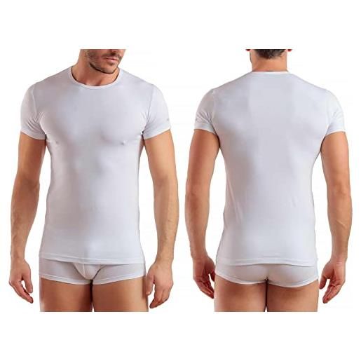 Enrico Coveri 3 t-shirt uomo mezza manica girocollo cotone bielatico art et1000 (3/s, bianco)